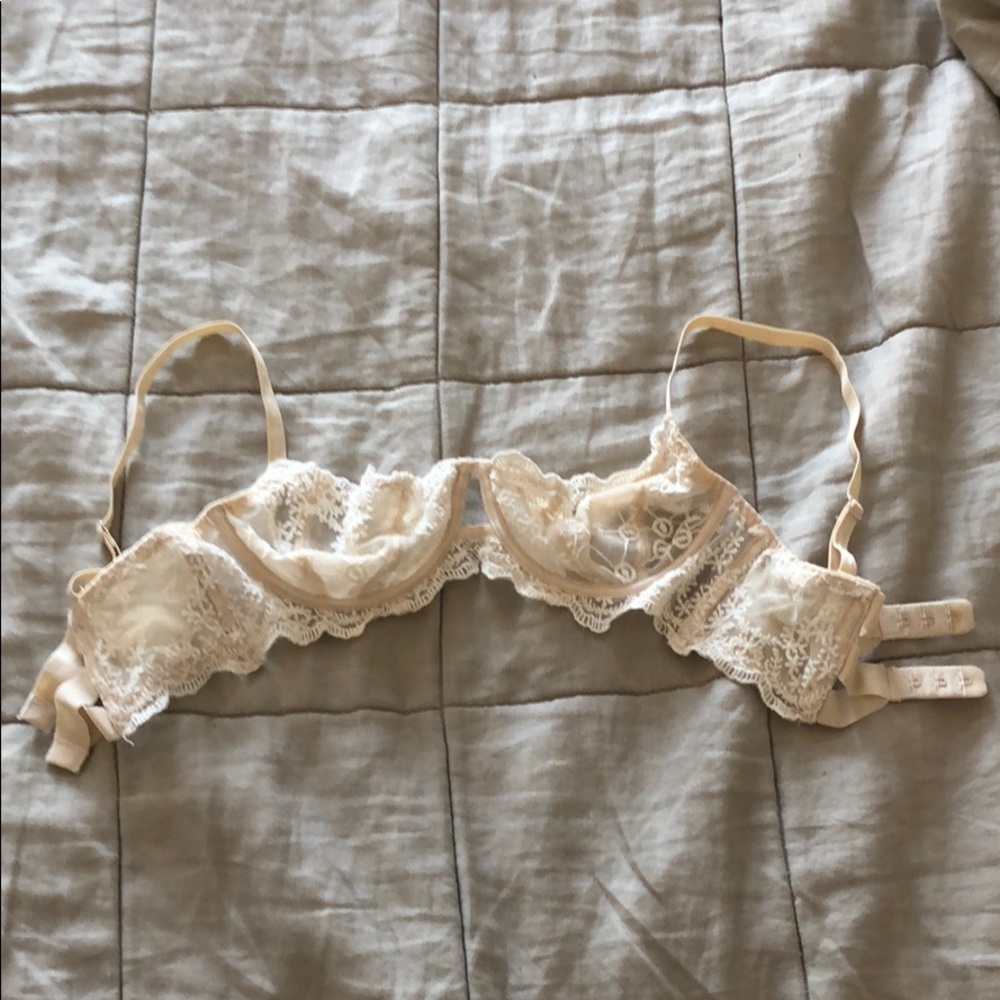 Free People White/Cream Mesh & Lace Underwire Bra